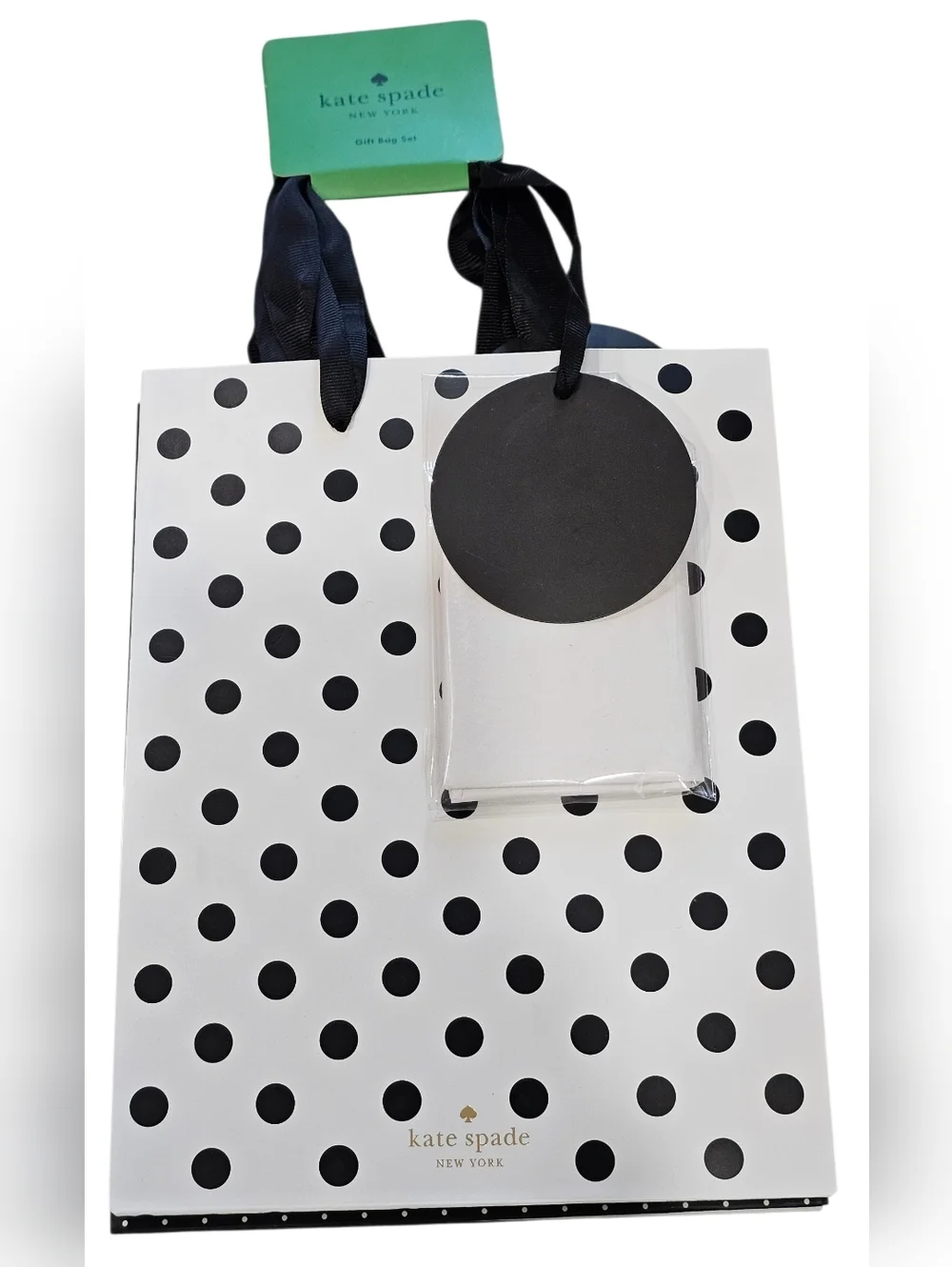 kate spade New York, Black & White Polka Dot And Strips Set Of 3 Gift Bags Set